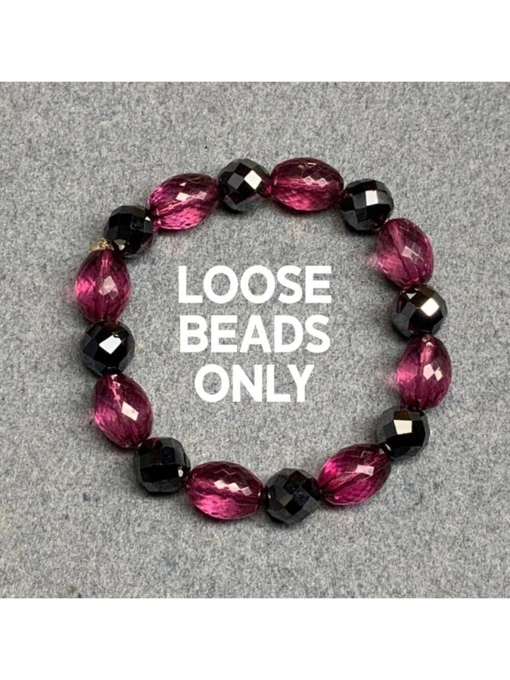 LOOSE BEADS ONLY Beaded Bracelet 7 In Faceted Translucent Magenta Purple Black